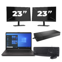 HP 240 G8 - Intel Core i3-10e Generatie - 14 inch - 8GB RAM - 256GB SSD - Windows 11 Home + 2x 23 inch Monitor
