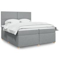 Boxspring met matras stof lichtgrijs 200x200 cm