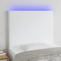 Hoofdbord LED 90x5x118/128 cm kunstleer wit