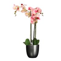 Orchidee kunstplant roze - 75 cm - inclusief bloempot zwart mat - Kunstplanten