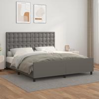 Bedframe met hoofdbord kunstleer grijs 160x200 cm