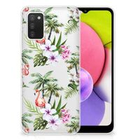 Samsung Galaxy A03S TPU Hoesje Flamingo Palms - thumbnail