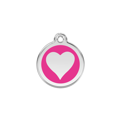 Heart Hot Pink roestvrijstalen hondenpenning small/klein dia. 2 cm - Reddingo