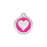 Heart Hot Pink roestvrijstalen hondenpenning small/klein dia. 2 cm - Reddingo
