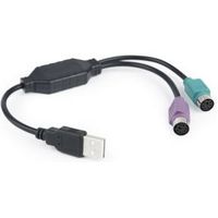 Gembird UAPS12-BK PS/2-kabel 0,3 m 2x 6-p Mini-DIN USB A Zwart, Groen, Paars