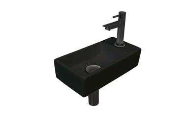 Fonteinset INK Versus 36x18x9cm Porselein Mat Zwart Met Kraangat Rechts Metal Black