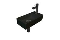 Fonteinset INK Versus 36x18x9cm Porselein Mat Zwart Met Kraangat Rechts Metal Black