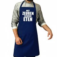 Keukenschort - BBQ - niet zeuren gewoon eten - volwassenen - blauw - cadeau