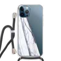 Gestreepte marmer: iPhone 12 Pro Max Transparant Hoesje met koord