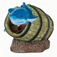 Superfish Deco Barrel Haai - Handgeschilderde Milieuvriendelijke Aquarium Decoratie