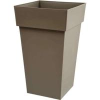 EDA Toscaanse vierkante bloempot - 39 x 39 x H 65 cm - 62 L - Taupe