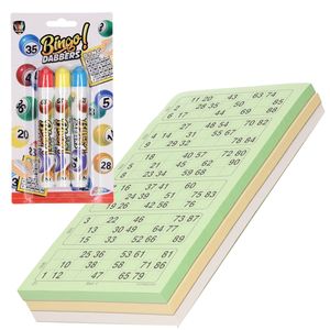 100x Bingokaarten nummers 1-90 inclusief 3x bingostiften