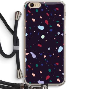 Dark Rounded Terrazzo: iPhone 6 / 6S Transparant Hoesje met koord