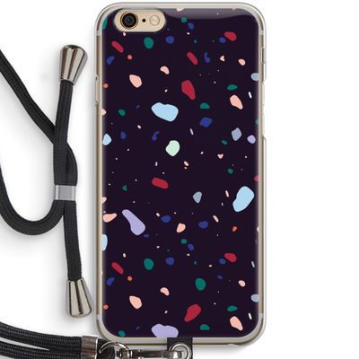 Dark Rounded Terrazzo: iPhone 6 / 6S Transparant Hoesje met koord