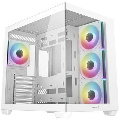 DeepCool cg530 4f midi tower behuizing (wit | 2x usb-a | 1x usb-c | rgb | tempered glass)
