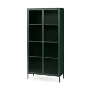 Olivine Katja Hoge Metalen Vitrinekast met Ribglas - B 90 cm - Groen