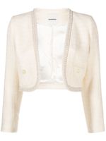 SANDRO Vayene tweed cropped jacket - Tons neutres