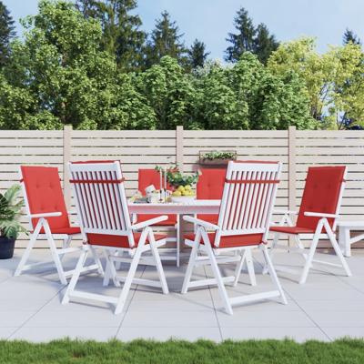 VidaXL Tuinstoelkussens 6 st hoge rug 120x50x3 cm stof rood