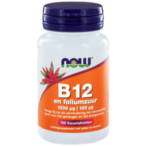 NOW B12 1000mcg en Foliumzuur Kauwtabletten