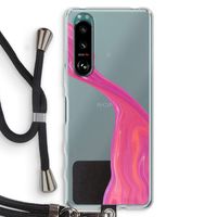 Paarse stroom: Sony Xperia 5 III Transparant Hoesje met koord
