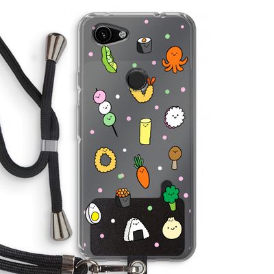 Happy bento friends: Pixel 3a Transparant Hoesje met koord
