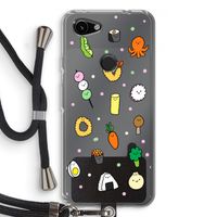 Happy bento friends: Pixel 3a Transparant Hoesje met koord