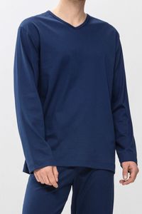 Mey Pyjamashirt V-hals Melton blauw