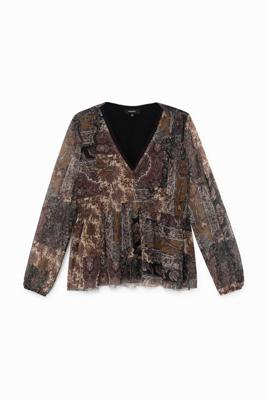 Zwierig boho T-shirt - BROWN - XL