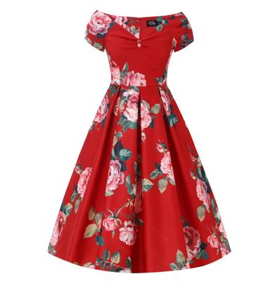 Dolly & Dotty Lily Scarlet Rose Vintage Swing Dress Red-XL