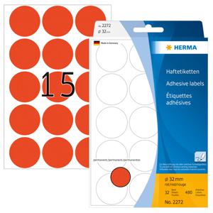 Herma 2272 Etiketten Ø 32 mm Papier Rood 480 stuk(s) Permanent hechtend Etiketten voor markeringspunten