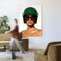 Urban Cotton Wandkleed 'Saint Laurent Helmet' 145 x 190cm in Frame - black