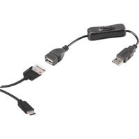 Renkforce USB-kabel USB 2.0 USB-A stekker, USB-C stekker 1.25 m Zwart Incl. aan/uitschakelaar, Vergulde steekcontacten RF-3346624 - thumbnail