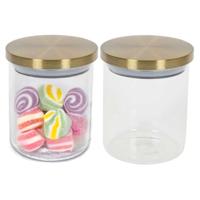 Voorraadpot - 2x - 600 ml - glas - draaideksel - goud - 9 x 12 cm - weckpot