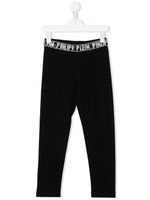 Philipp Plein Junior legging à taille à logo - Noir - thumbnail