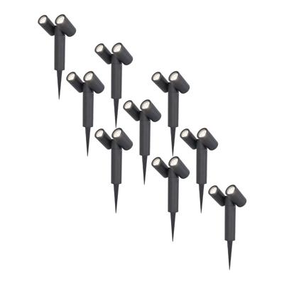 Set van 9 Pinero Dubbel LED prikspots - GU10 10 Watt 400 lumen - Dimbaar - Kantelbaar - GU10 - 6000K daglicht wit - IP65 waterdicht - Zwart