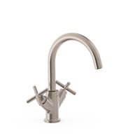 Wastafelkraan Tres Mont Blanc | Opbouw | Mengkraan | Standaard model | 2-knops | Rond | RVS look