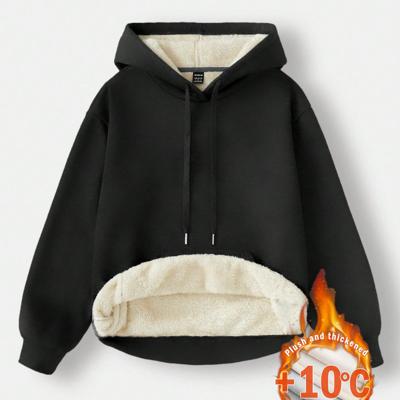 Bon&Bon Women's Loose Casual Gray Hoodie | Warm Long Sleeve Pullover Black / L