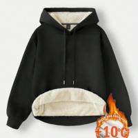 Bon&Bon Women's Loose Casual Gray Hoodie | Warm Long Sleeve Pullover Black / L