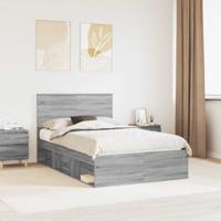 Bedframe met lade Grijs Sonoma 120 x 190 cm Massief grenenhout