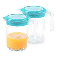 Sapkan / Schenkkan karaf met deksel - 2x - 1500 ml - blauw - kunststof - met mix en navul dop