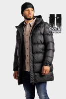 Malelions Long Puffer Winterjas Heren Zwart - Maat XS - Kleur: Zwart | Soccerfanshop - thumbnail