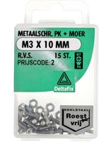 M.schroef moer pk m3x10mm rvs 15st - Deltafix