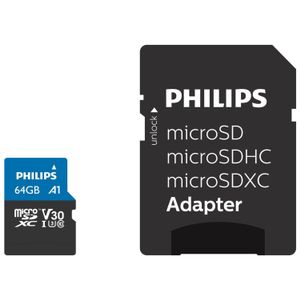 Philips FM64MP65B - Micro SDXC kaart 64GB incl. adapter - Class 10 - UHS-I U3