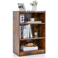 Boekenkast Staand Rek met 3 Vakken Plank met Verstelbare Planken 30 x 50 x 75 cm Bruin