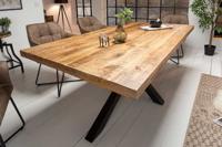 Massieve industriële eettafel GALAXIE 240 cm naturel mangohout zwart sterframe - 45772