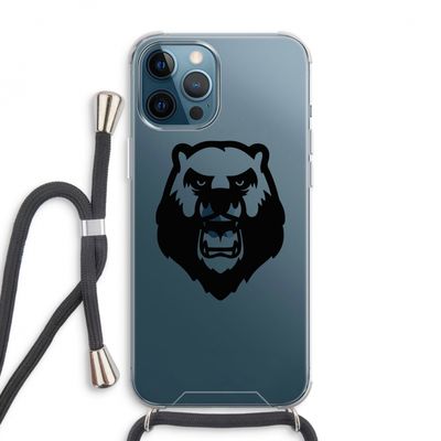 Angry Bear (black): iPhone 12 Pro Max Transparant Hoesje met koord