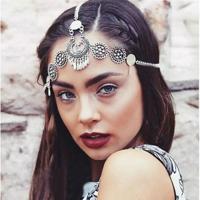 Zilveren Vintage kwastje haar sieraden metalen munt hoofdband lange punk hoofd ketting stuk hoofddeksel