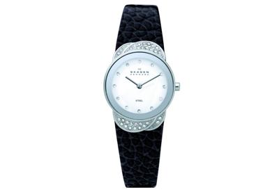 Horlogeband Skagen 818SSLB Leder Zwart