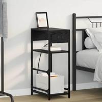 Nachtkastje met lade Zwart eiken 40 x 27 x 76 cm Bewerkt hout