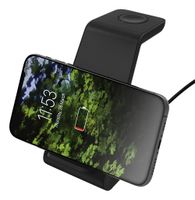 Deltaco QI-1037 oplader voor mobiele apparatuur Hoofdtelefoons, Mobiele telefoon, Smartwatch Zwart Batterij/Accu, USB Draadloos opladen Binnen - thumbnail